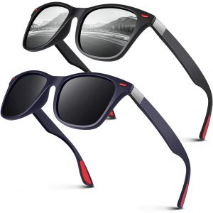 Lunettes De Soleil Homme Polarisées Vintage Tr90 Mode Classiques Ultraléger Carrées 100% Protection Uv400 Lunettes De Soleil - Neuf
