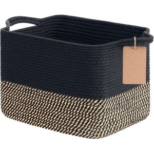 Panier de rangement en toile de jute - Petit panier de rangement - Panier de rangement - Panier en coton pour étagère, salle de bain, salon, chambre d'enfant, salle de bain - 33 x 25 x 22,5 - Neuf