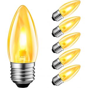 Ampoule B22 &Agrave; Filament, 1w Ampoule Flamme, Ampoules D&eacute;coratives &Agrave; Faible Luminosit&eacute;, Bougie Forme C35 R&eacute;tro, 1800k Cr&eacute;puscule, Non-Dimmable, 2 Modes De Simulation, Lot De 6 - Neuf