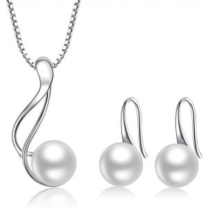 Cmjaagur-Bijoux En Perles D'eau Douce Ensemble De Boucles D'oreilles Collier En Argent Massif 925 Pour Femmes[M1825] - Neuf