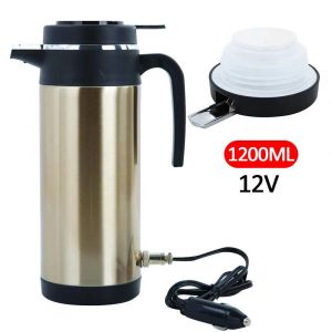 Bouilloire chauffe-eau grande capacité pour voiture et camion,bouilloire à thé et à café,design anti-fuite,arrêt automatique,1200 W,12/24 ml,120/240 V-12v 1200ML- - Neuf