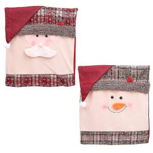 D&eacute;coration de No&euml;l - Housse de chaise d&eacute;corative pour restaurant ou h&ocirc;tel - Tabouret carr&eacute; - Lot de 2 pi&egrave;ces - rouge - Neuf