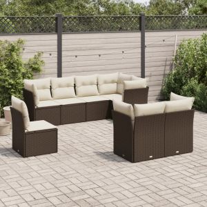 Prolenta Premium - Salon De Jardin 8 Pcs Avec Coussins Marron R&eacute;sine Tress&eacute;e - Neuf