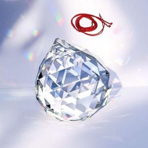 Nouvelhorizonstore-Pendentif Boule En Cristal Avec Cordon Rouge, 60 Mm K9, Boule &Agrave; Facettes &Agrave; Suspendre, Attrape-Soleil Arc-En-Ciel - Neuf