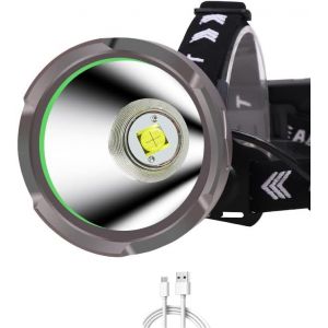 Lampe Frontale Led Rechargeable Puissante 15000 Lumens, Longue Port&eacute;e Xhp90 Spotlight Lampe Frontale Led Ultra Puissante 4 Modes Projecteur Torche Frontale Avec R&eacute;flecteur Aluminium(Grande) - Neuf