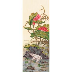 Kit Point De Croix Compt&eacute; Andriana "H&eacute;rons Aux Motifs Chinois" 17.5x45 Cm - Neuf