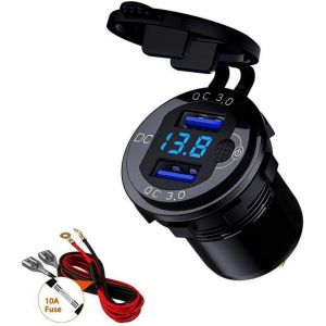 LORANKA-Chargeur de Voiture QC3.0 USB Double Port 9V32v36w LED Voltm&egrave;tre Num&eacute;rique Charge Rapide Voiture Moto SUV Bus Camion Caravane Marine (QC 3.0 USB) - Neuf
