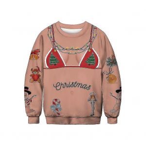 Noël Femmes Hommes Laid De Noël Chandail De Pull Cavalier Tunique Print Crew Neck Sweat-Shirt À Manches Longues - Neuf