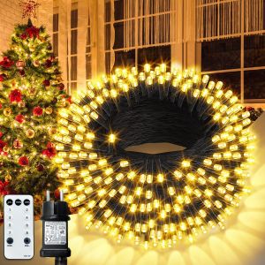 JGD-Guirlande Lumineuse Exterieure de No&euml;l, 35M 300 LED Guirlande Lumineuse Sapin Int&eacute;rieur et Ext&eacute;rieure &Eacute;tanche IP65, 8 Modes avec T&eacute;l&eacute;commande Lumi&egrave;res D&eacute;coration No&euml;l pour Jardin F&ecirc;te Mariage - Neuf