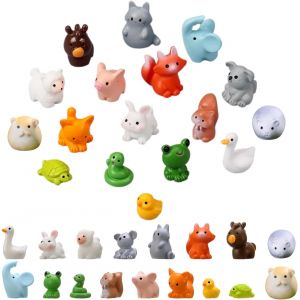 MEVRONISSHOP-Mini Figurine Animaux,Petits Animaux Miniature,Petite Figurine Mini R&eacute;sine pour D&eacute;coration D'int&eacute;rieur,Micro-Paysage,Jardin (34PCS) - Neuf