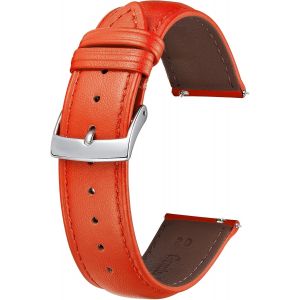12mm Bracelet De Montre En Cuir Multicremplacement Bracelets Montres À Dégagement Rapide Pour Homme Femme Mode Watch Strap Pour Montre Connectées - Orange - Neuf