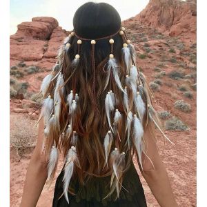 Kal-Serre-Tête À Plumes Bohèmes - Bijoux Tribaux Vintage Hippie Indiens - Accessoires Pour Femmes Et Filles - Neuf