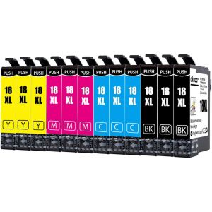 18XL (Pack de 12) Cartouches d'encre Compatibles avec Epson 18 XL, pour Expression Home XP-215 XP-205 XP-225 XP-322 XP-305 XP-325 XP-422 XP-405 XP-415 - Neuf
