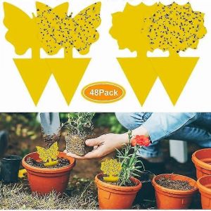 48pcs Piège À Mouches Enfichable Plaques Jaunes Autocollant Jaune Protection Des Plantes Contre Les Pucerons,Les Mouches Des Feuilles Et La Vermine,Idéal Pour Les Plantes Sur Le Balcon Ou Dans Le - Neuf