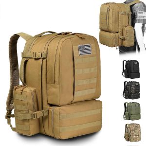 Sac A Dos Tactique 50 L | Grand Sac D'assaut 3 Jours, Sac A Dos Molle Pour L'ecole, La Randonnee, Le Travail Et Le Sport, Couleur Sable - Neuf