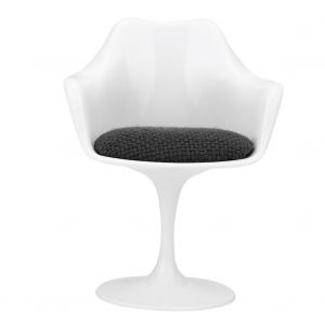 Mini chaise tulipe en plastique 1:6, accessoire de simulation pour maison de poupee (noir et blanc) - Neuf