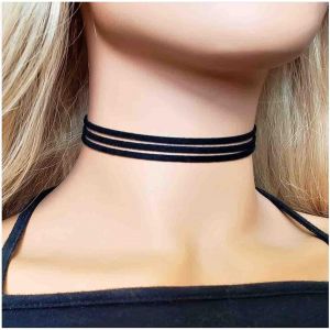 Kal-Collier Ras Du Cou En Cuir &Agrave; Couches Gothiques Collier En Cuir Noir Collier Court Avec Cordon En Cuir Collier Punk En Daim Collier Ras Du Cou Bijoux Pour Femmes Et Filles - Neuf