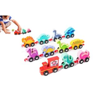 Jeu de train en bois avec chiffres pour enfants - Jouet &eacute;ducatif style dinosaure - Neuf