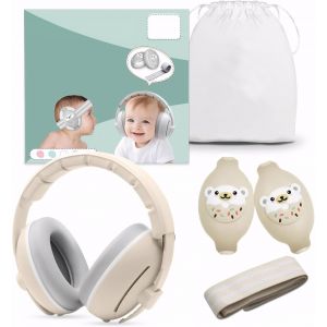 KALANKA-Prot&egrave;ge-Oreilles B&eacute;b&eacute; Enfant - Casque Anti-Bruit 25dB pour Nourrissons 0-4 Ans - R&eacute;glable et L&eacute;ger avec Bandeau Anti-D&eacute;rapant - Id&eacute;al pour Avion, F&ecirc;tes & Voyages - Neuf
