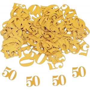 Lot de 100 grands confettis dor&iquest;&iquest;s pour 50e anniversaire - D&iquest;&iquest;coration de table pour 50e anniversaire - Pour homme et femme - D&iquest;&iquest;coration &iquest;&iquest; disperser pour 50e anniversaire - D&iquest;&iquest;coration de - Neuf