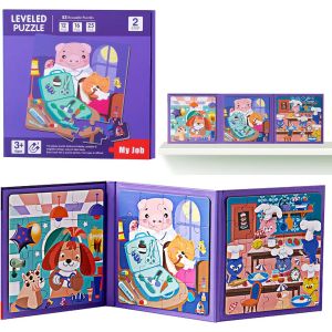 ERYI-Jeu Magnétique Puzzle - Jeux De Voyage Enfants À Partir De 3 4 5 Ans - Pour Occuper Les Enfants En Avion/Voiture (Niveau 2 | Emploi, 1Pcs) - Neuf