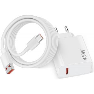 Ayu-45w Chargeur Rapide Avec Câble Usb C 2m Pour Xiaomi Redmi Note 14 5g 14 Pro, Chargeur Turbo Pour Xiaomi Pad 6 5 Redmi Note 14 13 12s 12 Poco Pad M6 Mi 10t Pro Lite - Neuf