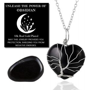 Trahoo-Collier Bracelet En Pierre De Lune - Amour Lunaire - Fil Arbre De Vie Plaqué Platine/18 Carats Or Fait À La Main, Pendentifs En Forme De Lune/C?ur/Goutte D'eau En Cristal Naturel - Neuf