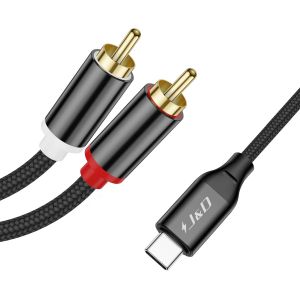 USB C to 2 RCA Audio Cable,Braided USB Type-C Male to 2RCA Male Stereo Audio Converter Cord,Y Splitter Cable Compatible with iPhone 16/16 Plus/16 Pro/16 Pro Max/15 Series,1m - Neuf