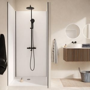 Pack de 3 Panneaux Muraux Aluminium Blanc 80+120+80x210 cm avec Profil&eacute;s Noirs - WALL'IT - Neuf