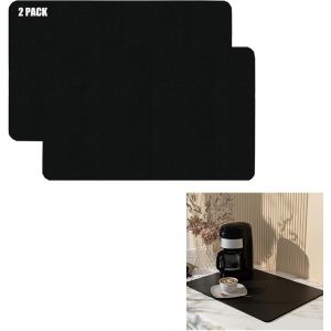 Eryi-2pcs Tapis Absorbant Vaisselle, Tapis Egouttoir Vaisselle, Tapis De Machine À Café, Tapis De Séchage Vaisselle Egouttoir Antidérapant Pour Cuisine, Bar(30 X 40cm,Noir) - Neuf