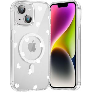 Kal-Coque Magnétique Pour Iphone 14/Iphone 13 6,1"", Compatible Avec Magsafe, Transparente Fille Etui Avec Aesthetic Motif Coeur Dessin, Souple Silicone Mince Tpu Bumper Case Antichoc Housse Cover - Neuf