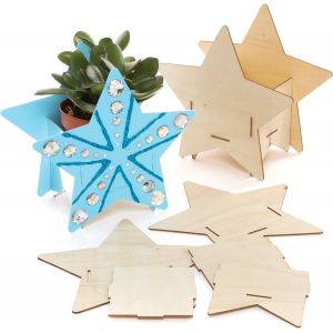 KALANKA-FE762 Pot de Fleur Enfant en Bois motif Étoile - Lot de 3, Kit de Décoration pour Enfant, Loisirs Créatifs pour Enfants - Neuf
