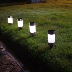 Lampe Solaire De Jardin À Led Avec Prise De Terre, Lumière Naturelle, Mini Lampe Solaire En Plastique Pour Pelouse Et Paysage - Neuf