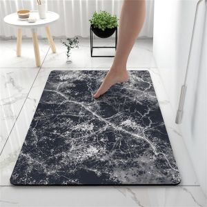 Kal-Tapis De Bain Antidérapant Moderne Motif Marbre Tapis Salle De Bain Diatomite Absorbant, Tapis Douche Séchage Rapide, Microfibre Tapis Vaisselle Tapis D'entré (60x90cm,Anthracite) - Neuf