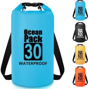 KALANKA-Sac étanche étanche 5L/10L/20L/30L avec bandoulière réglable pour randonnée, natation, rafting, surf, cyclisme, camping, pêche, bleu, 30L, Organisateur de sac - Neuf