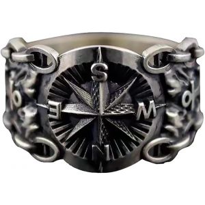 Kahfl-Bague Argent Femme Homme,Viking Boussole Bague Ajustable Ouverte,Ange Aile Bague Reglable,Une Bague Pouce Anneau Bagues Reglables Orteil Bijoux Simple Vintage Pour Femme Fille Homme Ado - Neuf