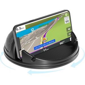 Support Telephone Voiture [Rotatif Horizontal &Agrave; 360 &deg;] Support De T&eacute;l&eacute;phone En Silicone Pour Tableau De Bord, Support De T&eacute;l&eacute;phone Portable Mains Libres Compatible Avec Iphone Samsung - Neuf