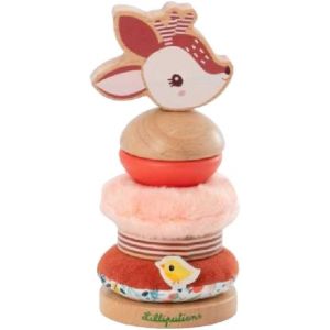 ChenQuanSarl-Pyramide &Agrave; Empiler Pour Enfant Stella Le Faon - Jouet &Eacute;ducatif En Bois Et Tissu - Empilement Cr&eacute;atif De Pi&egrave;ces Multicolores - D&eacute;veloppement Motricit&eacute; Fine - D&egrave;s 12 Mois -83471 - Neuf