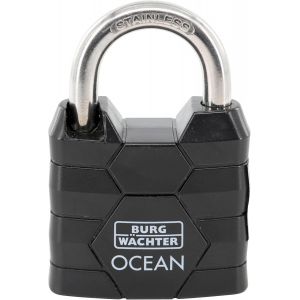 KALANKA-Ocean 490 Ni 40 SB Cadenas avec 2 cl&eacute;s, &eacute;paisseur de l'anse 6,3 mm, r&eacute;sistant &agrave; l'eau de mer, corps en laiton massif, double verrouillage, noir - Neuf