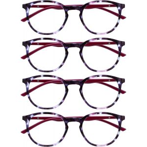 Lunettes De Lecture Pack De 4 Montures Rondes Et Minces Charnières À Ressort Anti-Rayures Écailles De Tortue Violet Hommes Femmes Rrrr60-5 +2.00 - Neuf