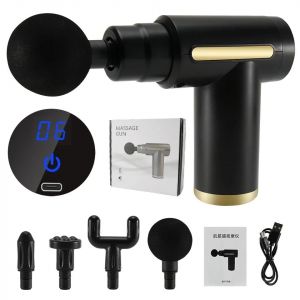 Pistolet De Massage Électrique Portable Persch,Odorde Massage Facial,Relaxation Du Corps Avec Écran Tactile Led,4 Têtes De Massage De Resubdivision - Type Black #B - Neuf