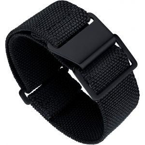 Bracelet De Montre Élastique Nylon Style Marine Nationale Parachute Bracelet Montre En Tissu Remplacement Avec Crochet Boucle Noir/Argenté Homme Femme 13 Couleurs,3 Tailles 18/20/22mm.[U1191] - Neuf