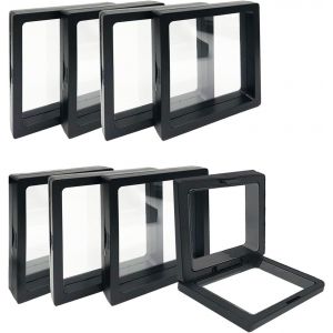 Nbgcm-8 Pièces Vitrine Flottante 3d, Organisateur De Bijoux Flottant Pour Boîte D'affichage, Avec Support Inférieur, Pour Affichage De Bijoux (Noir) - Neuf