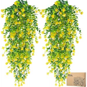 CAUC-4 Pi&egrave;ces Fleur Artificielle Tombante, 65 cm Plante Artificielle Tombante, Fausse Plante Tombante V&eacute;ritables et R&eacute;sistantes aux UV, Fleurs Artificielles pour Ext&eacute;rieures, Jardin, Cour, Int&eacute;rieure - Neuf