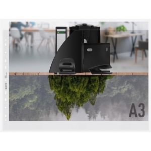 Pochettes A3, Lot de 25, Bande Plastique Perfor&iquest;&iquest;e, Surface Mate Gaufr&iquest;&iquest;e, ?paisseur 100 Microns, 100% Recyclable, ?cologique, Recycle, Transparent - Neuf