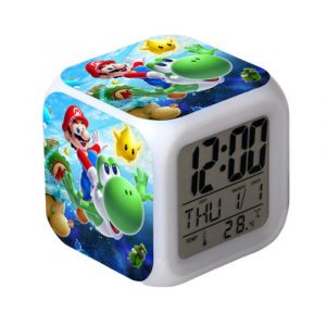 R&eacute;veil Super Mario Color, horloge carr&eacute;e &agrave; LED - Neuf