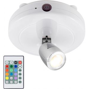 Projecteur À Led Sans Fil,Lumière De Rondelle À Piles Avec Télécommande,Lampe D'accentuation Murale Réglable Tête De Lampe Pour Plafonniers Murs Éclairage De Placard Couloir - Neuf