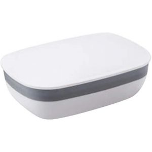 Boîte à savon portable avec couvercle pour laver la douche maison salle de bain blanc - Neuf
