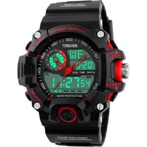 Montres Led Digital Sport Militaire 5atm Etanche L'eau Électronique Hommes Montre Bracelet Outdoor Quartz Analogique Double Cadran Rétroéclairage Calendrier 12h/24h Pour Homme Garçon.[J626] - Neuf