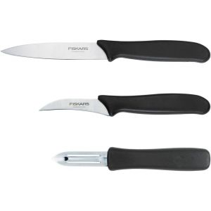 Oayew-Set D'&eacute;pluchage, 3 Pi&egrave;ces: Couteau &Agrave; &Eacute;plucher (11 Cm), Couteau &Agrave; L&eacute;gumes (7 Cm), &Eacute;conome/&Eacute;plucheur (7 Cm), Essential, Acier Inoxydable/Plastique Pp, Noir, 1065600 - Neuf